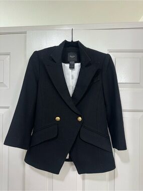 Smythe Black Double-Breasted Blazer with Gold Buttons